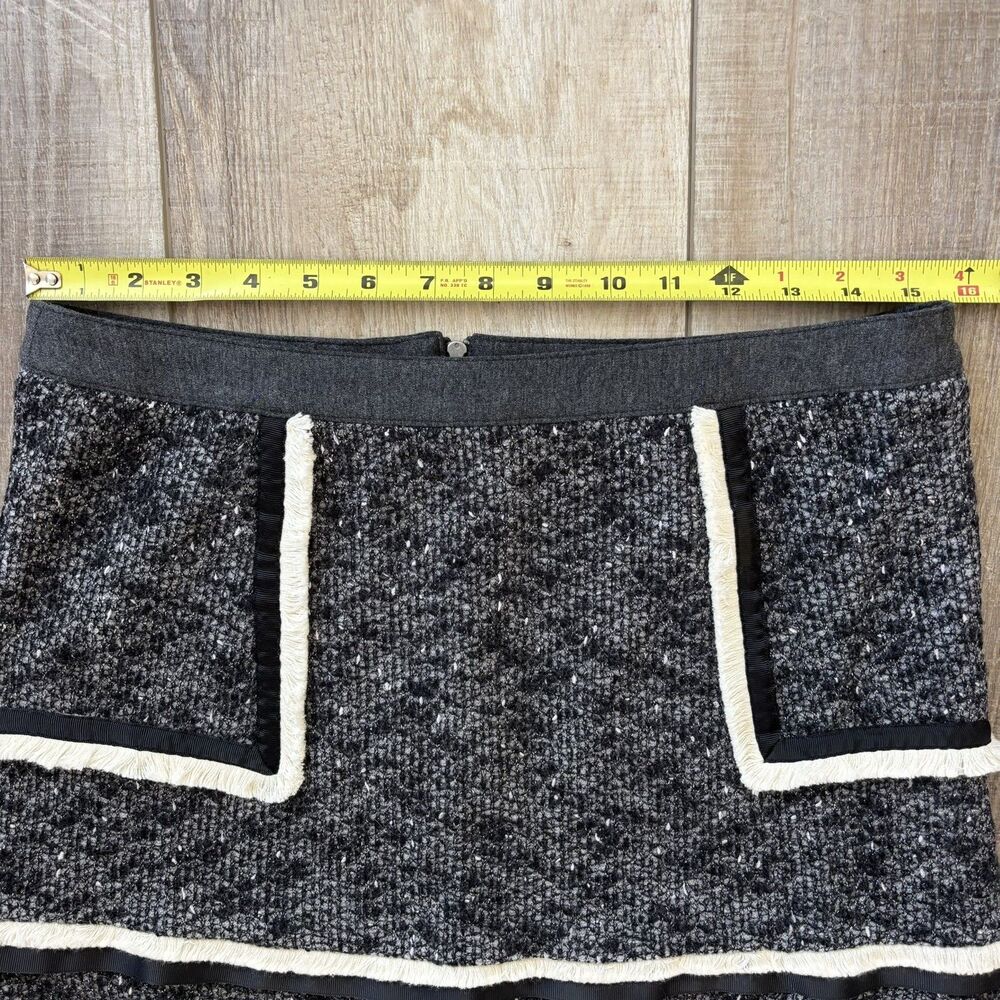 THML Womens Tweed Mini Skirt Sz M Career Mob Wife Preppy Old Money Blair Waldorf - Picture 8 of 9
